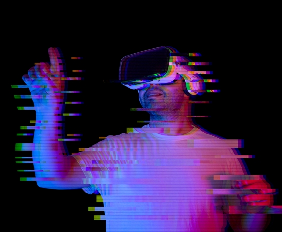 Man glitching in metaverse