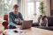 Man working from home with his dog